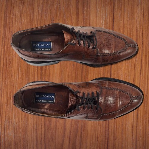 BOSTONIAN CROWN WINDSOR Split Toe Pebble Grain Brown Size 11½ D ~ Made in Italy! - Picture 8 of 16