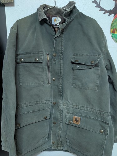 Vintage CARHARTT PB1366 Green Blanket Lined Barn Coat Chore Jacket Men’s Large