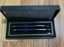 Cross Century Classic Matte Blue With Gold Trim, Ballpoint Pen Pencil Set RARE