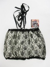 Lace over Satin Mini Skirt Large Lace Up Back Organza White/Black Coquette 893