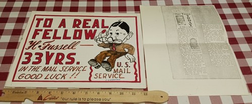 Insegna Vintage 1950 Unica USPS Dipendente Pensione Fatta a Mano San Pietroburgo FL