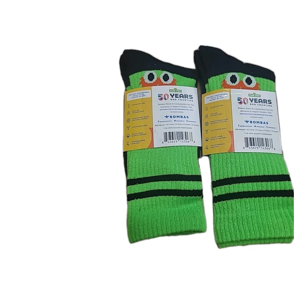 NUEVO Lote de 2 Calcetines Bombas Sesame Street Elmo Juvenil Talla MEDIANA NEGROS/VERDES Foto 4 de 4