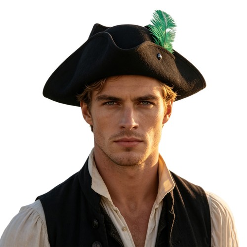 Casquette unisexe adulte tricorne pratique vintage chapeau pirate durable large bord fête - Photo 7/63