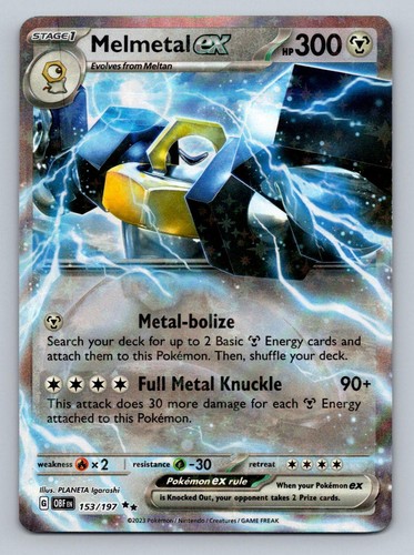 Melmetal ex 153/197 Double Rare Obsidian Flames Pokemon Holo Near Mint