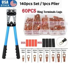 Battery Cable Lug Crimping Tool 10-1 Awgw 140pc Copper Ring Terminal Heavy Duty Battery Cable Lug Crimping Tool 10-1 Awgw 140pc Copper Ring Terminal Heavy Duty