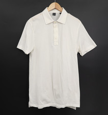 G/Fore Men's Lux Cotton 4 Way Stretch Button Polo Golf Shirt Off White Sz L