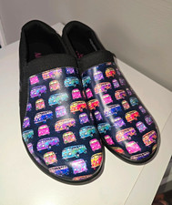 Alegria Women’s Comfort Slip-On Flats Vegan Leather Black/Multicolor Print 10.5