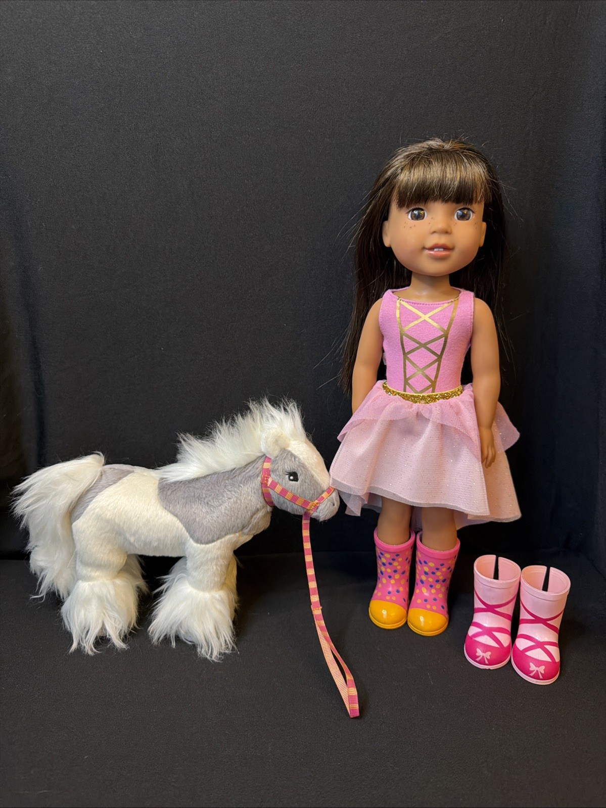 American Girl Wellie Wishers Ashlyn Doll Outfit,  2 Pairs of Boots & AG Shetland