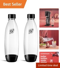 Sleek Black 1L Dishwasher Safe Slim Bottle Twin Pack for Sparkling Water Lovers