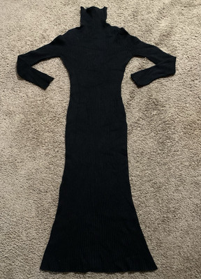 NWT! Pietro Brunelli Maternity Black Ribbed Turtleneck Sweater Dress XS Italy