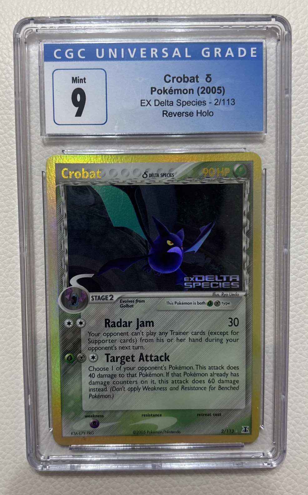 CGC 9 MINT Crobat 2005 EX Delta Species 2/113 Reverse Holo Stamped Pokemon Card