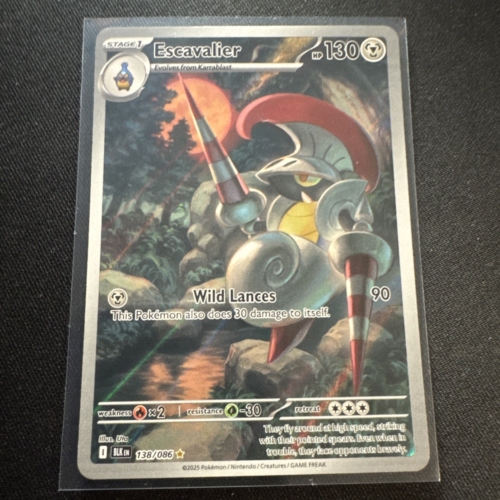 Pokemon SV Black Bolt Escavalier Illustration Rare Card 138/086 NM Holo