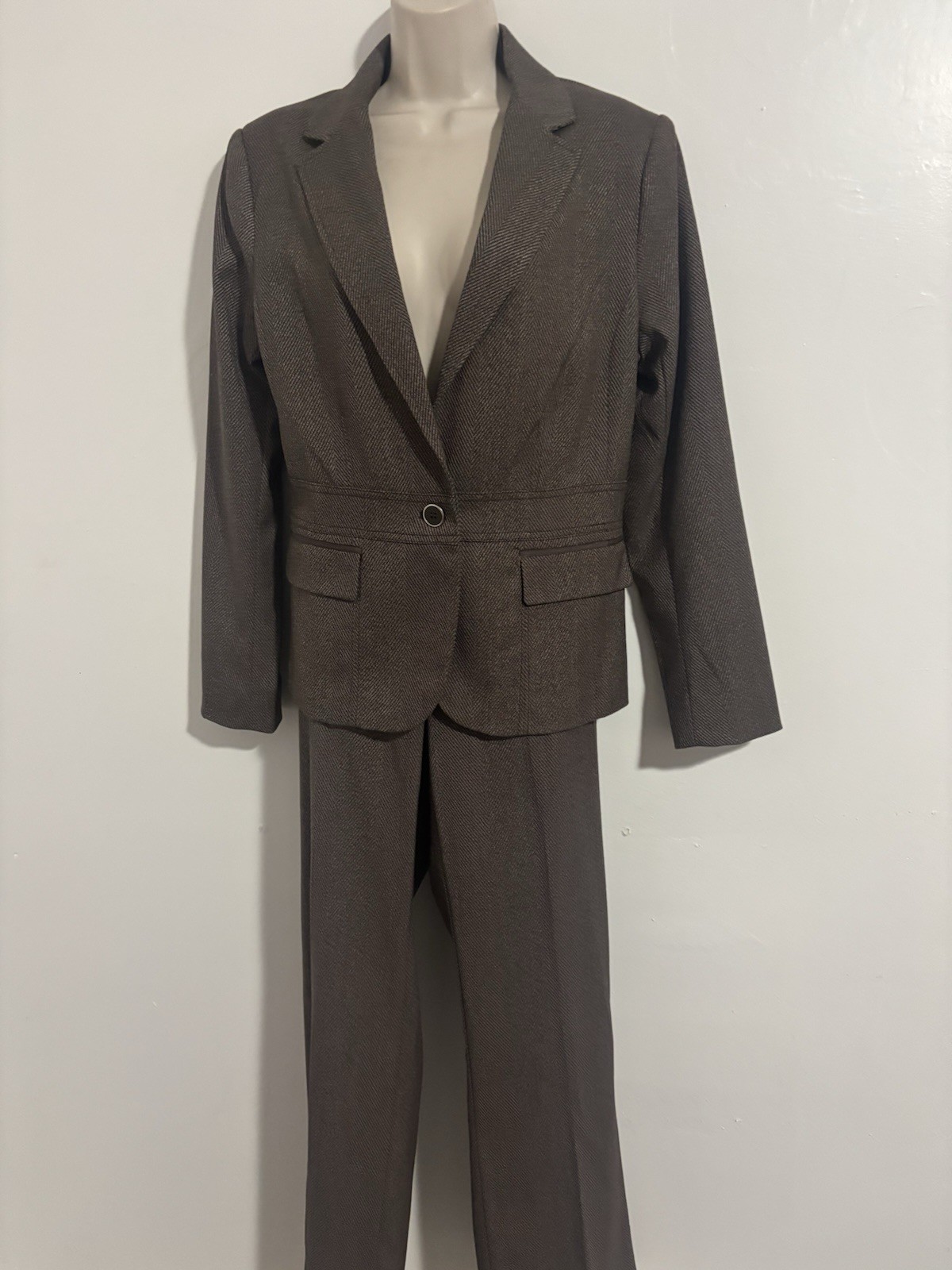 NWT Brand New Ny&co Size 10 Women Two Piece Suit Bootcut Brown Jacket Pants