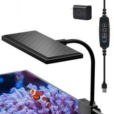 Clip-on Aquarium Light 10w 3 Timers, 3 Modes, 10 Dimming, Split Power for C...