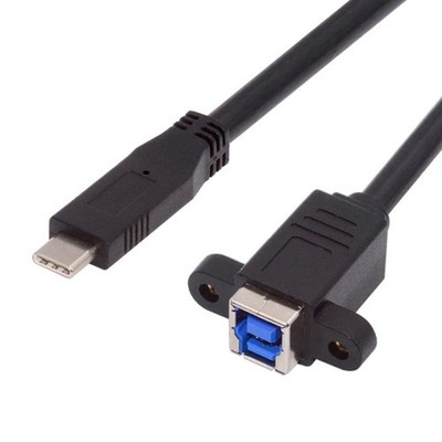 USB 3.0 TypeB Female To TypeC Male Extension Data Cable Cord 5Gbps 30cm