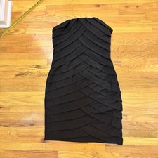 Forever 21 Black Strapless Bodycon Pleated Tier Minidress - Medium - LBD