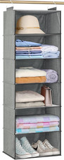 6 Shelves Jumbo Hanging Closet Organizer and Storage, Hanging Clothes Organizer