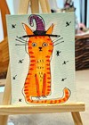 Original Witch Cat Watercolor Painting Halloween Folk Art OOAK Mabel — photo 2