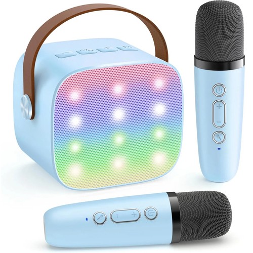 Mini Karaoke Machine for Kids & Adults Bluetooth Speaker with 2 Wireless Mic - Picture 15 of 16