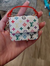 Louis Vuitton Monogram Mini Bag Charm Key Chain Gold Leather Metal Clip