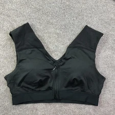 Tommie Copper Sports Bra Womens XL Black Compression Front Zip Shoulder Support