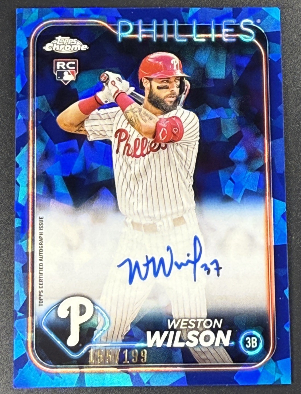 2024 TOPPS CHROME SAPPHIRE CHROME SAPPHIRE AUTO WESTON WILSON /199 PHILLIES RC