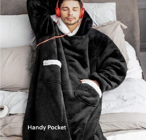 Onsize Oversized Weich Decke Hoodie Sweatshirt Sherpa Kapuzenpullover mit Ärmeln - Bild 2 von 14