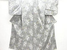 7757054: JAPANESE KIMONO / ANTIQUE HITOE KIMONO / SILK / TSUMUGI / WOVEN ASANOHA