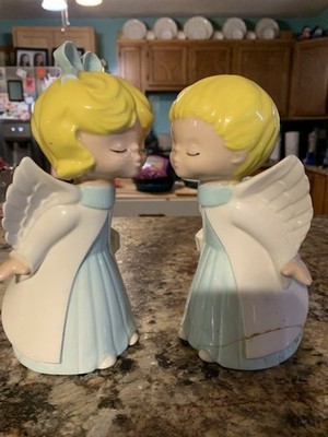 Vintage Kissing Angels Statue Pair