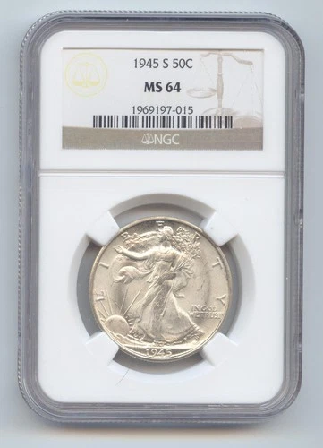 1945-S Walking Liberty Half Dollar, NGC MS-64