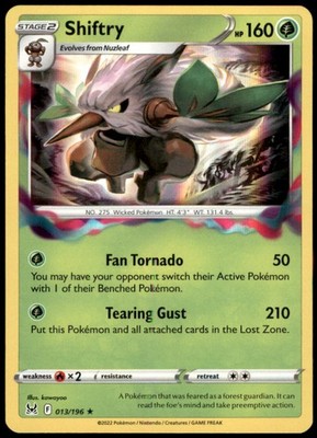 Shiftry 013/196 SWSH11: Lost Origin Holo Rare Holo LP