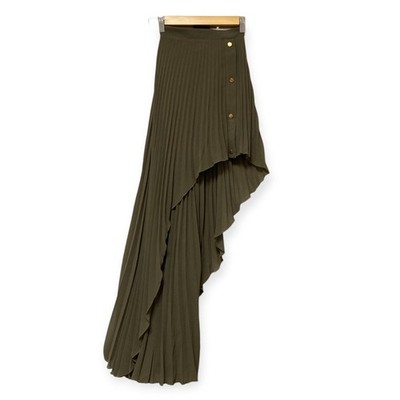 PATRIZIA PEPE Asymmetrical Pleated Sheer Skirt, Size 40, Mocha Women USED