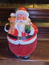 See's Candy Santa Christmas Candy Holder Basket 7" Empty