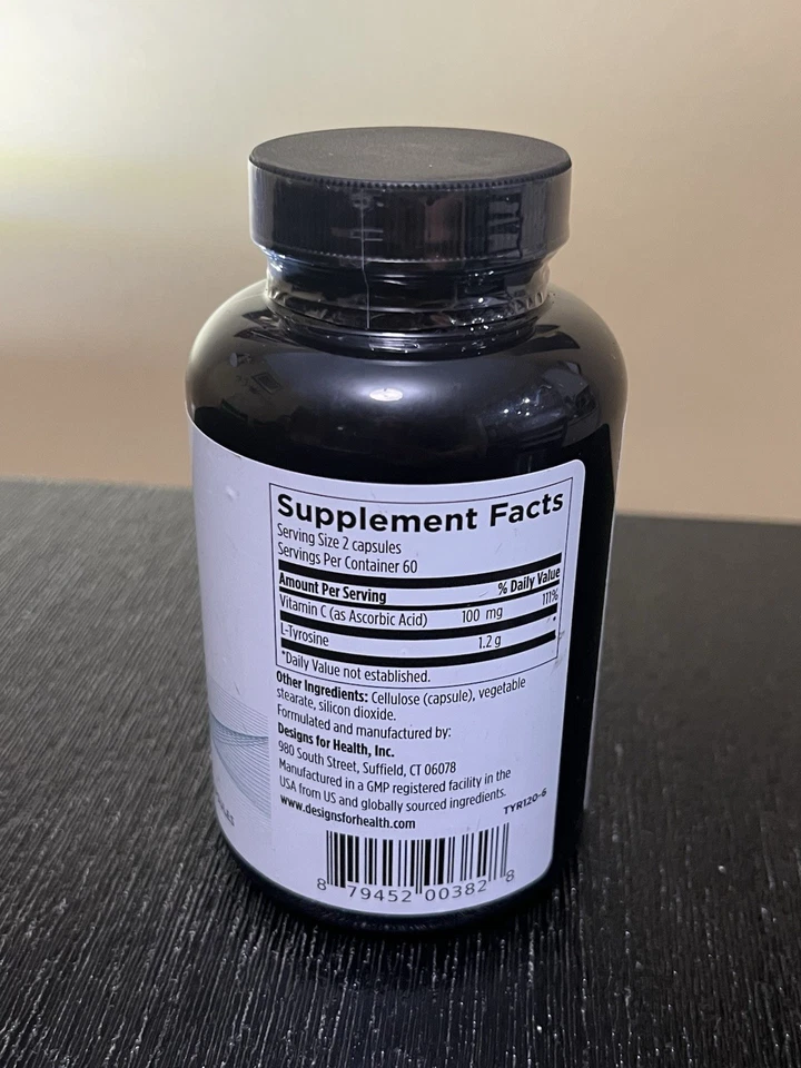 Designs For Health L-tirosina y vitamina C. 120 cápsulas vegetarianas. Exp. 01/2027 Foto 2 de 3