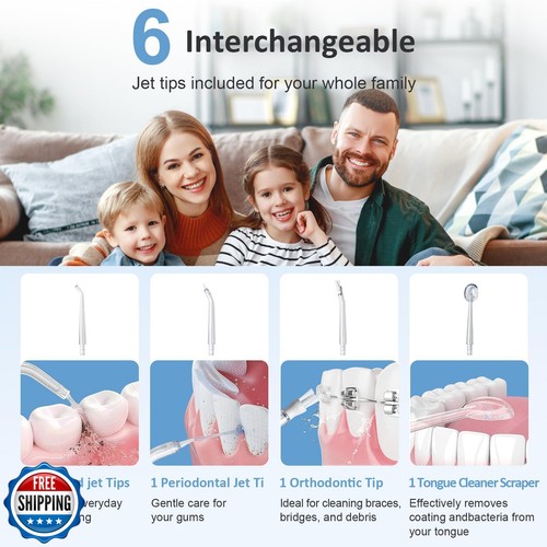 Water Dental Flosser for Teeth – 300ML Cordless Oral Irrigator with 6 Replace - Picture 5 of 5