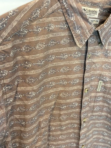 Columbia, Vintage Columbia Sportswear Mens XL Brown Tribal Print Button Up Shirt 90s
