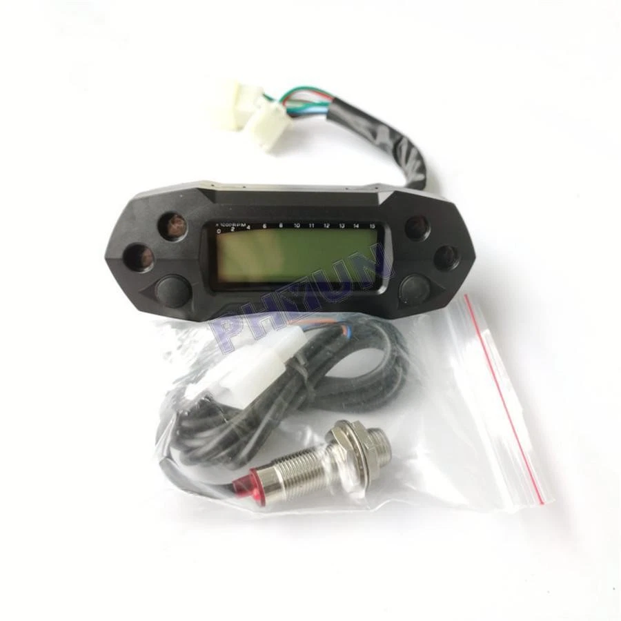 Velocímetro digital LCD para moto scooter 12V odémetro tacómetro con sensor Foto 3 de 4
