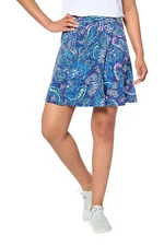 Susan Graver Women's Printed Liquid Knit 8-Gore Skort Blue/Lilac