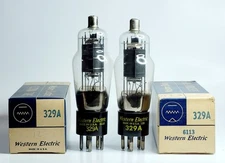 Western Electric 329A Pair NOS Vacuum Tubes Pentode Power/Output Hickok Tested