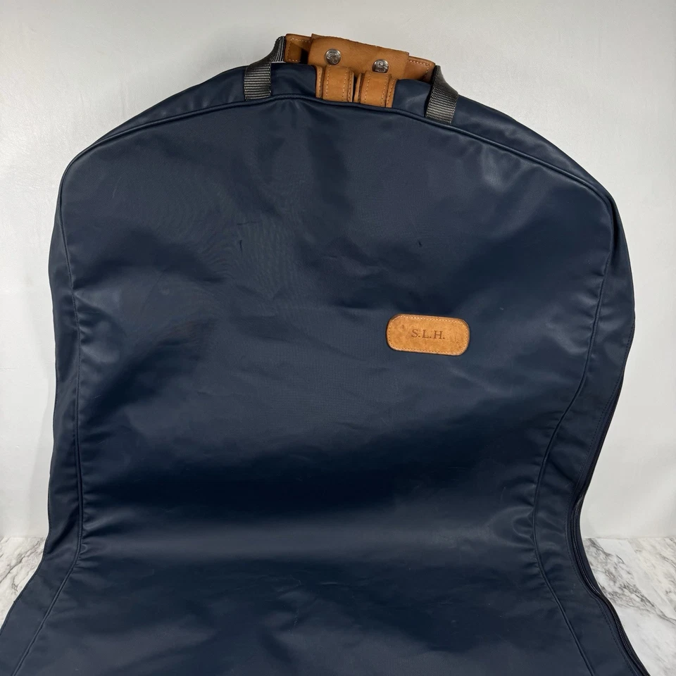 Bolso de Ropa JON HART Mainliner 40" Azul Lona Recubierta Cuero Detalle EE. UU. Foto 2 de 4