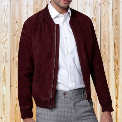 Leather Junction Herren Bomberjacke Off White Leder Zip up Zipper YKK