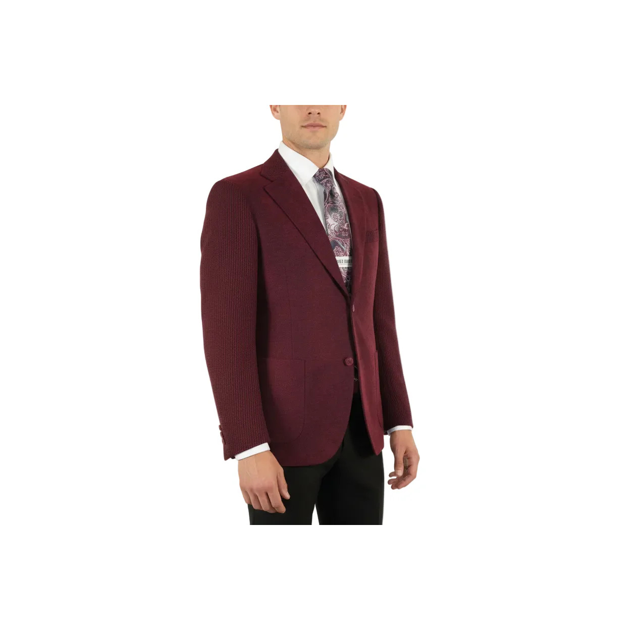 Men ZACCHI Velour Velveteen Hounds tooth Blazer Sport Coat DUANE 74526 Burgundy 30290₽