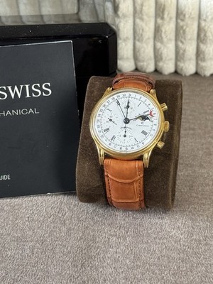 Vintage Chronoswiss Lunar Automatik Uhr Mondphase Mit Service Heft