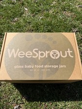 NEW Wee Sprout Glass Storage 4 oz Baby Food Jars Set of 12 Multicolored Lids