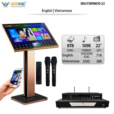 8TB HDD 109K English,Vietnamese Songs,Touch Screen Karaoke Player,22''ECHO