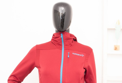 Norrona FALKETIND WARM 1 Stretch Zip Hood Jacket Zip Red Polartec Women Size S - Picture 2 of 12