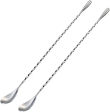 Bar Spoon Cocktail Mixing Stirrers for Drink, Stainless Steel 12 Inches Long Han