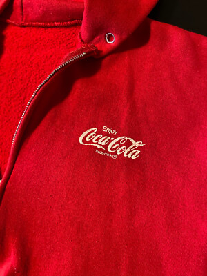 Vintage 80s Coke Coca Cola Red Hoodie Sweatshirt Soft Drink Americana USA 