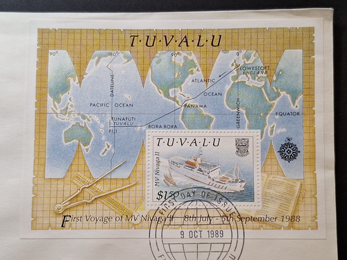 Tuvalu: 1989 Delivery of Nivaga II, new inter-island ship; First Day Cover (FDC) - Picture 2 of 5