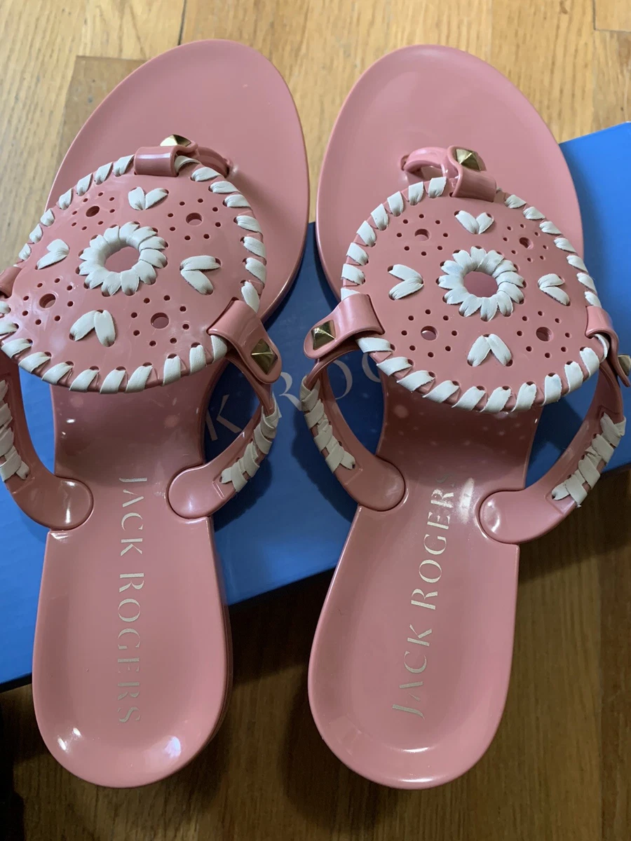 Jack Rogers Sandals Womens US Size 6 Georgica Jelly Flip Flop Slide Thong ROSE
